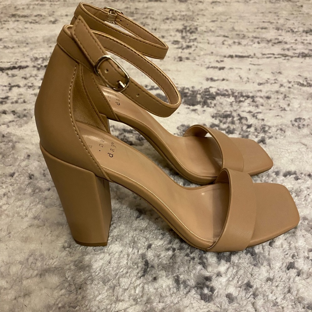 Nude ankle strap heel sandal size 7